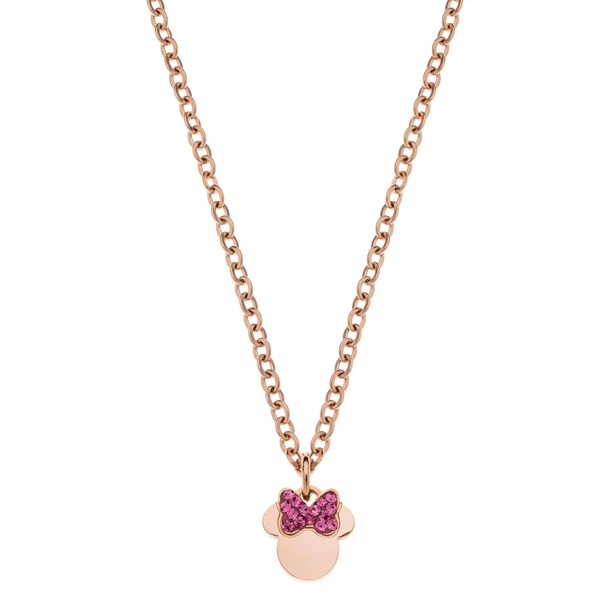 Disney Collana Minnie, Acciaio Inossidabile con Zirconi per Bambini e Bambine, Lunghezza 35+5cm, Gioielli