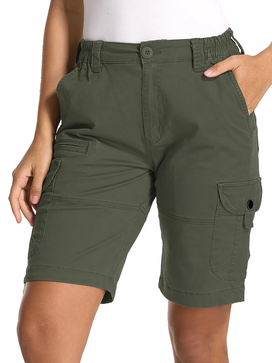 Shorts Cargo da Escursionismo Donna, Pantaloni Corti Leggeri con Vita Elastica e Lunghezza al Ginocchio, Tasca Multipla per Estate