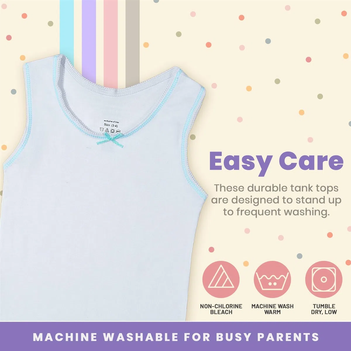 Buyless Fashion Canottiera Bimba Cotone con Finiture e Fiocco (Confezione da 4)