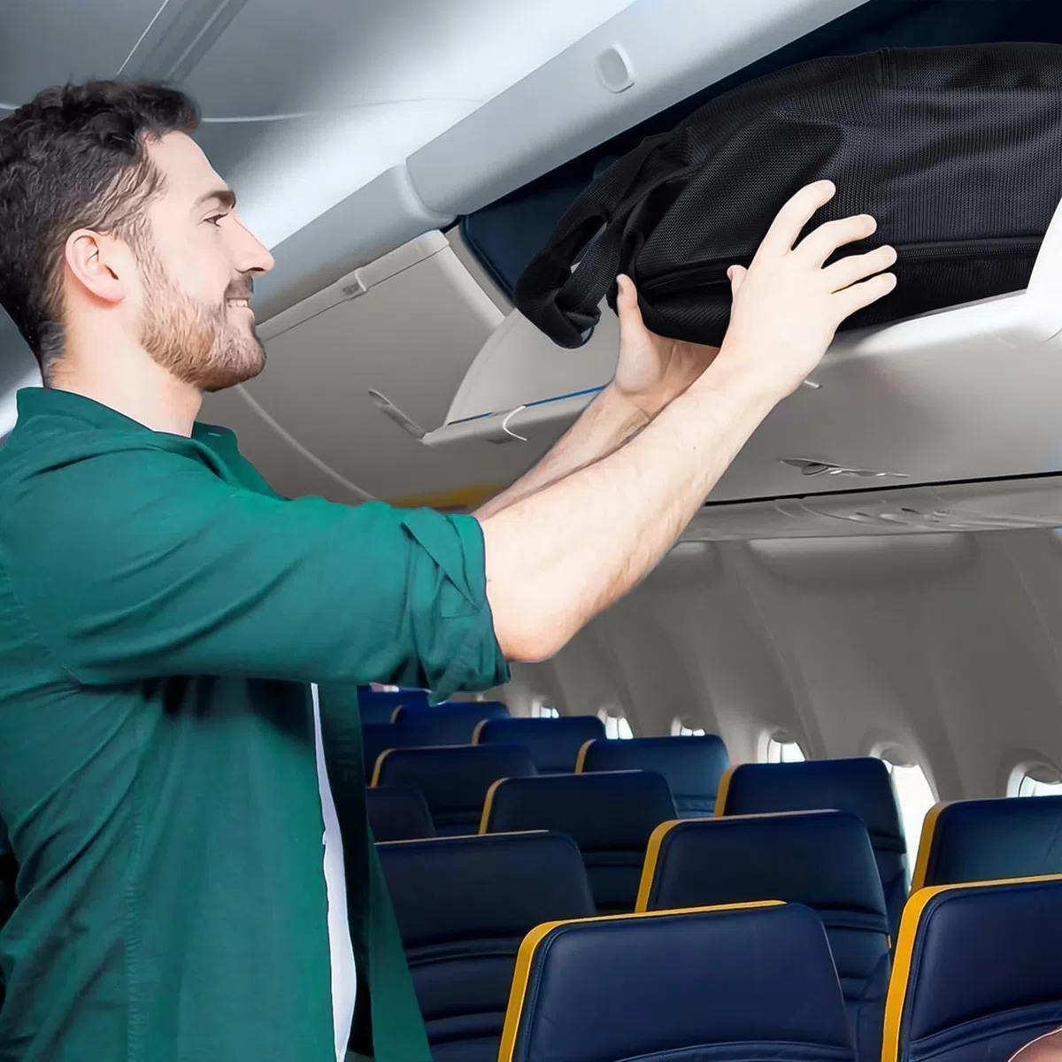 Borse per abiti pesanti da 43 pollici per viaggi, borsa impermeabile per uomini e donne con manico e grande tasca, bagaglio a mano per lavoro, volo, nero