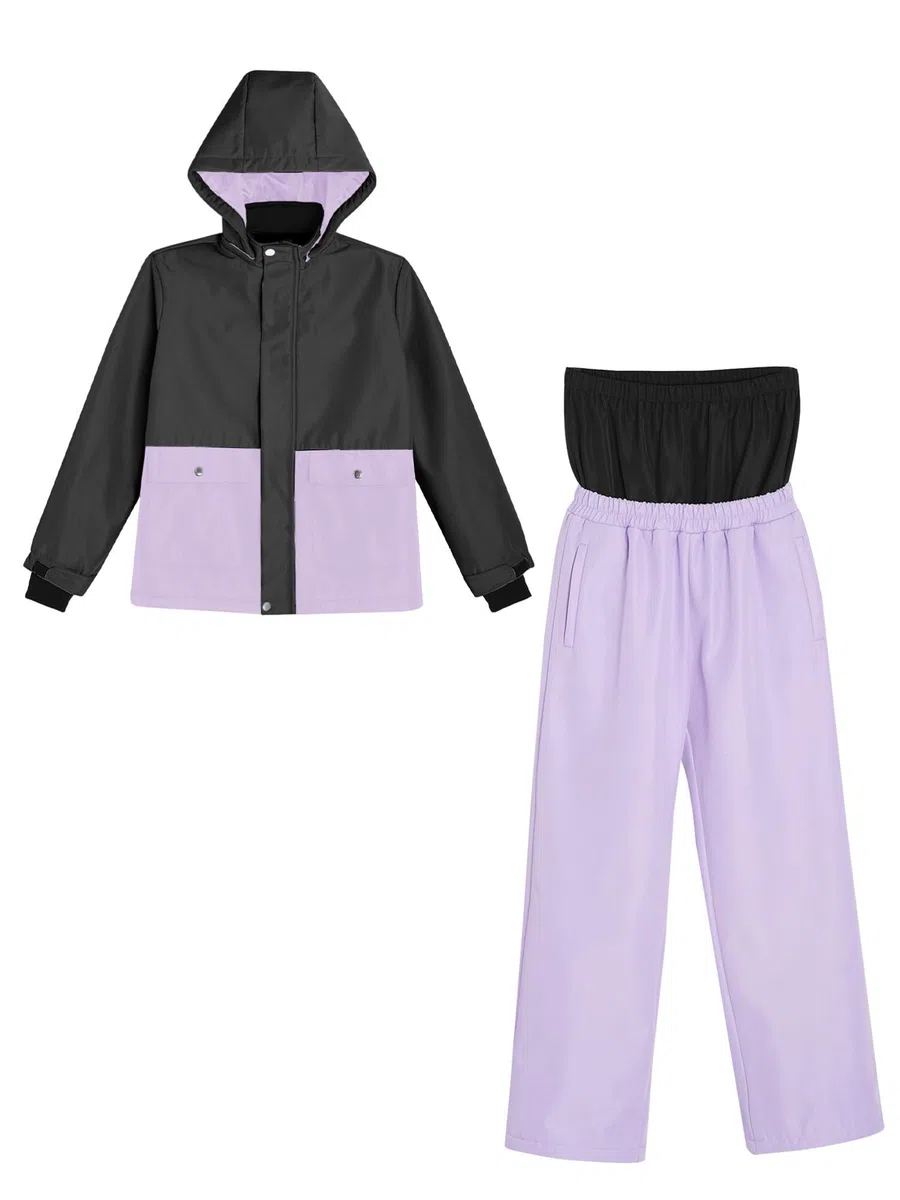 CHICTRY Tuta da Sci Bambina Unisex Completo da Neve Giacca con Cappuccio Rimovibile e Pantaloni Cappotto Caldo Adatto Per Sport Invernali e Attività Outdoor
