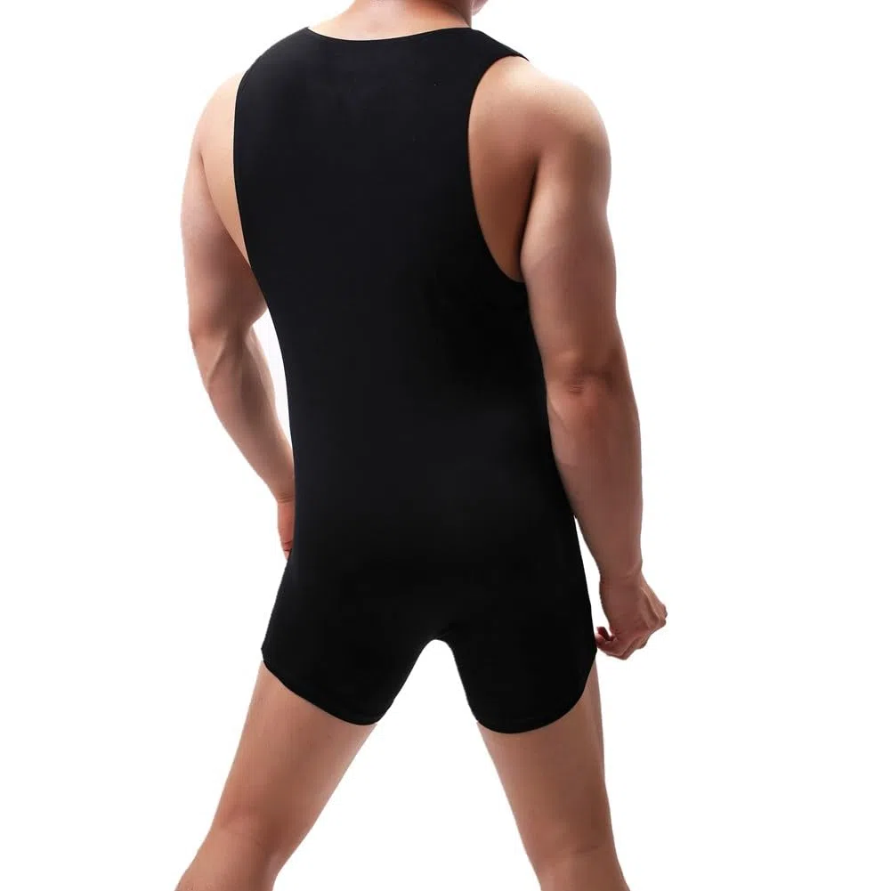 Body da uomo modal in cotone, tinta unita, per wrestling, biancheria intima atletica, per palestra, sport