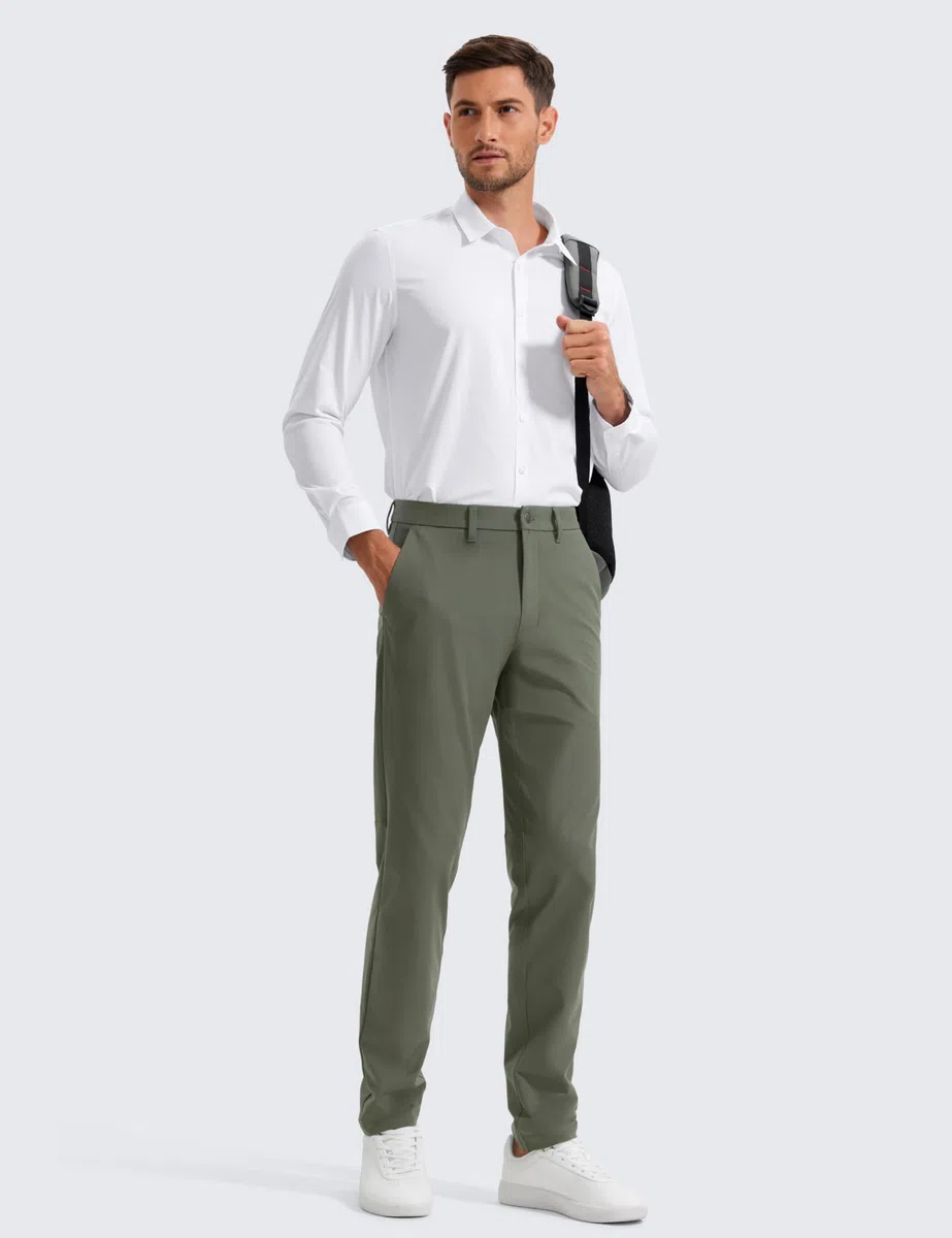 CRZ YOGA Pantaloni da Golf da Uomo Comodi Leggeri Asciugatura Rapida Traspiranti Elasticizzati con Tasche - 76cm Verde Militare Chiaro 54