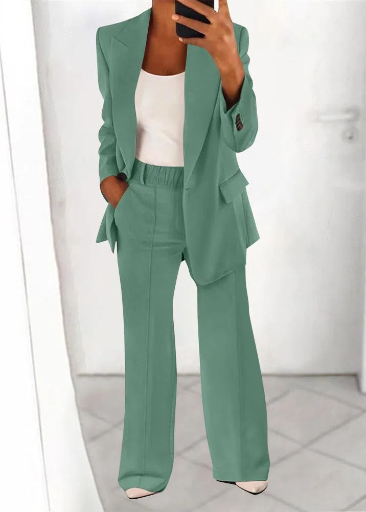 shownicer Tailleur Donna Eleganti Pantaloni e Giacca da Cerimonia Completo Blazer a Maniche Lunghe Tuta Elastici in Vita Set di Abiti in Tinta Unita Due Pezzi Elegante Suit