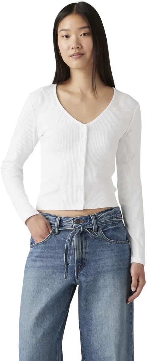Levi's Donna Maglietta a Maniche Lunghe Muse con Scollo a V, Slim Fit