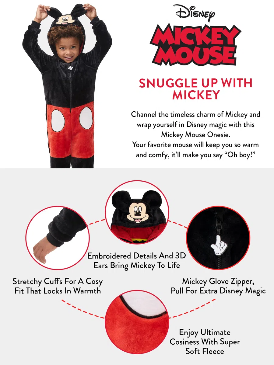 Disney Pigiami Interi a Maniche Lunghe per Ragazzi Mickey Mouse
