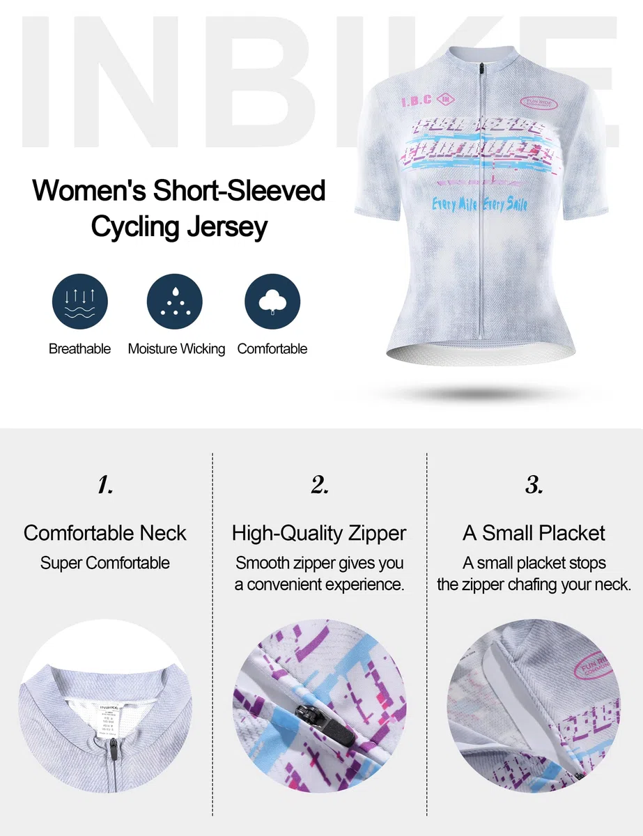INBIKE Maglia Ciclismo Donna Maglia MTB Estivo Maglietta Bici Maniche Corte Tessuto a Rete Traspirante Leggero