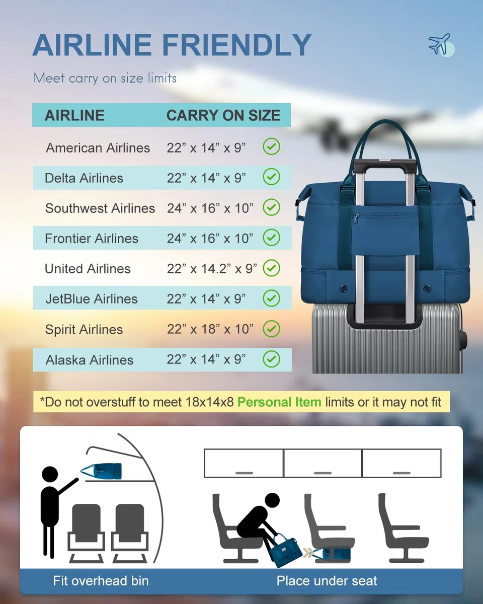 BAGAIL Borsone da Viaggio - Borsa per Weekend e Pernottamento da Palestra Bagaglio a Mano con Tasca Impermeabile, Borsa per Mamma per Travaglio e Parto, Extra Large