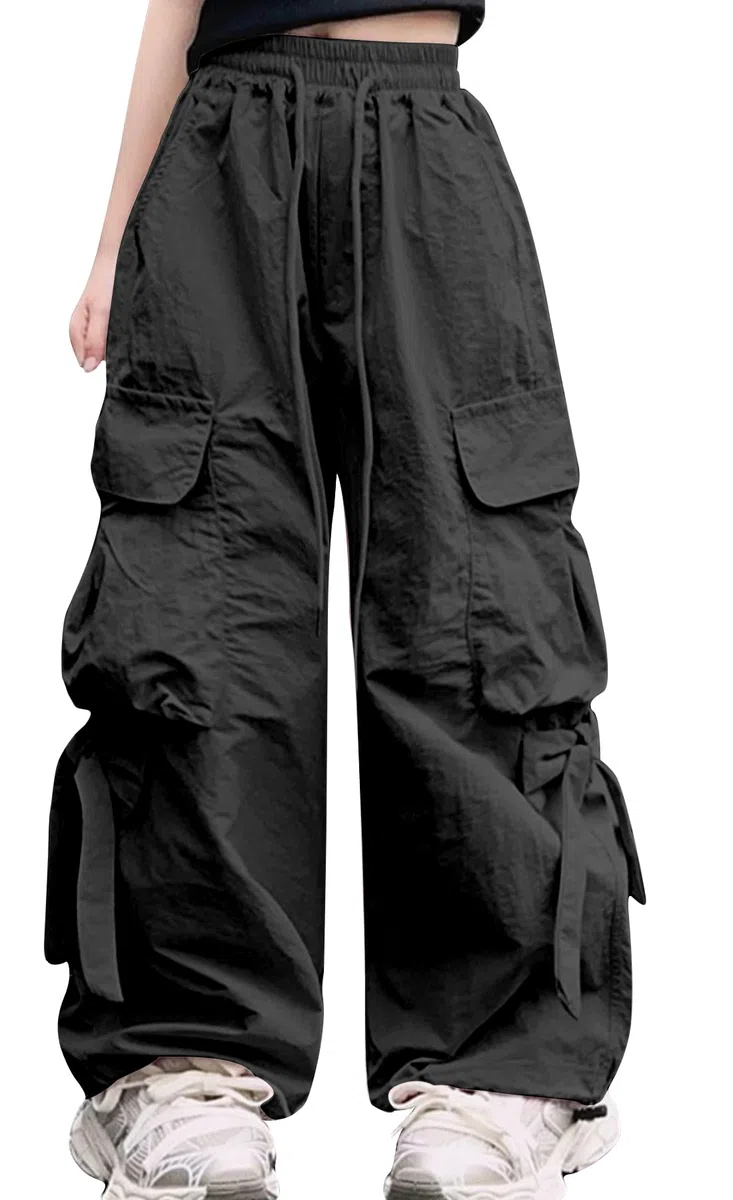 SEAUR Pantaloni cargo da ragazza, per il tempo libero, con elastico in vita, leggeri, sottili, estivi, 4 tasche, tempo libero, streetwear per bambini 5-14 anni