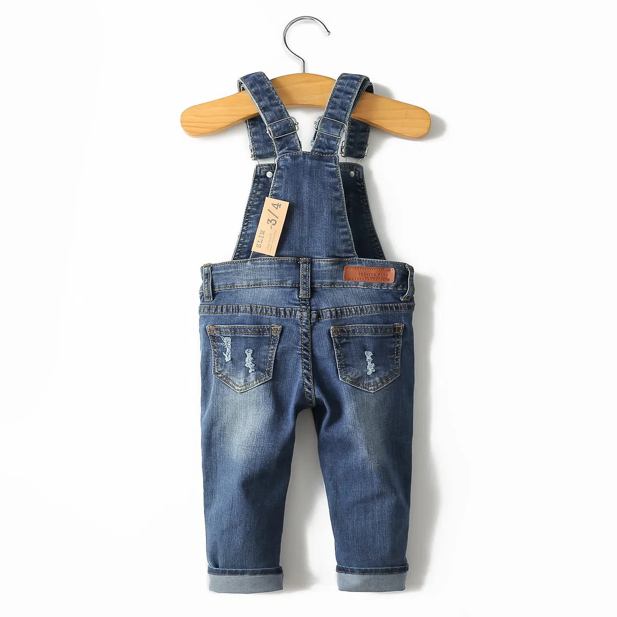 KIDSCOOL SPACE Salopette di Jeans da Bambina,Pantaloni Slim Carini in Denim Srappato da Bambino