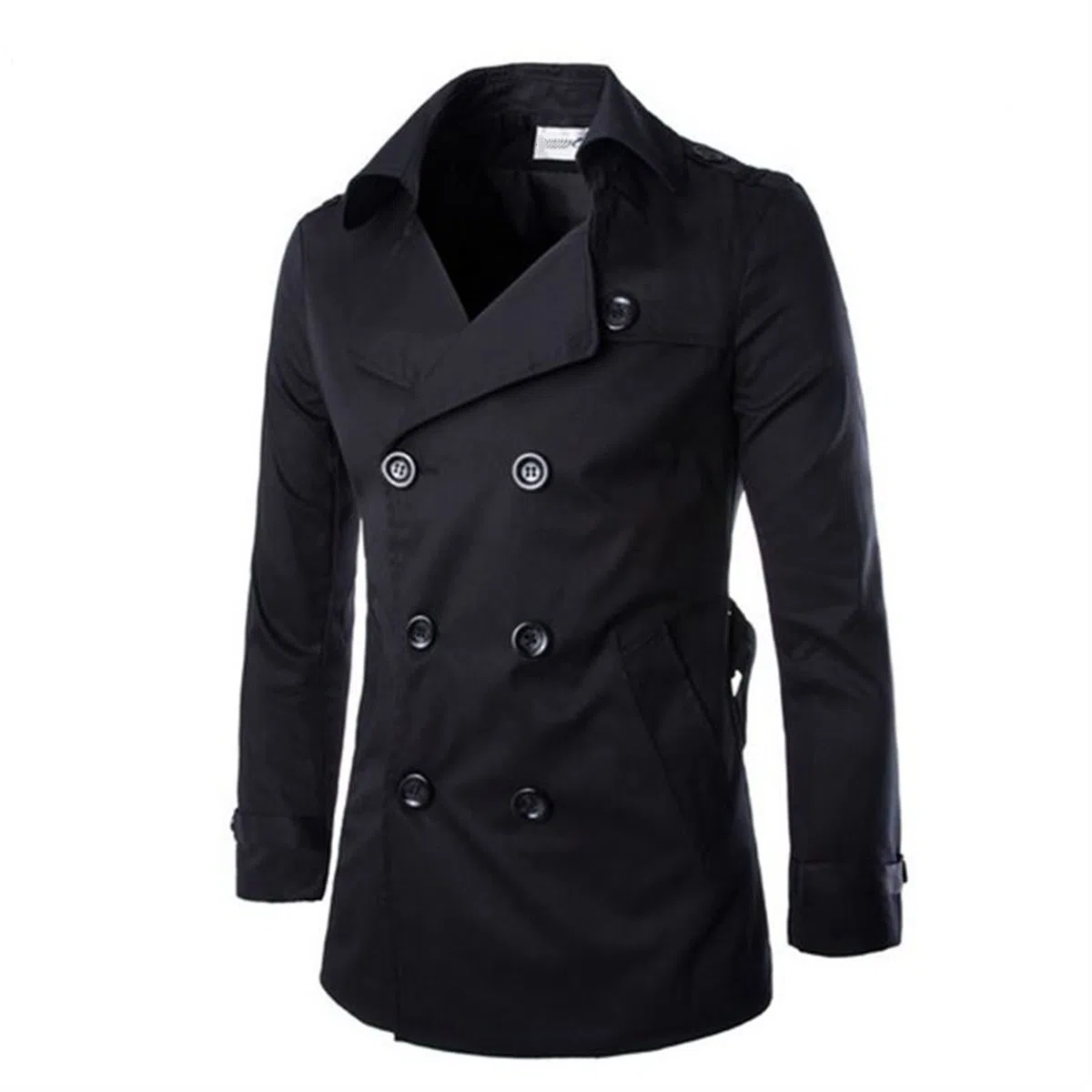 Trench Coat Uomo Primavera Autunno Doppio Bresed Trench Coat Uomo Abbigliamento Abbigliamento Medio E Long Giacche Cappotto Cappotto (Color : Black, Size : Medium)