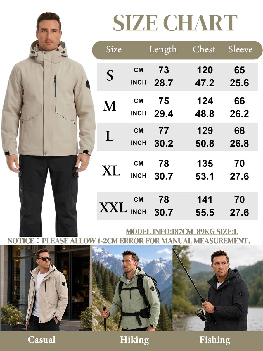 AMZSPORT Uomo Antipioggia Impermeabile Antivento con Cappuccio Leggera e Comprimibile Traspirante per Escursionismo,Corsa,Viaggi,Trekking