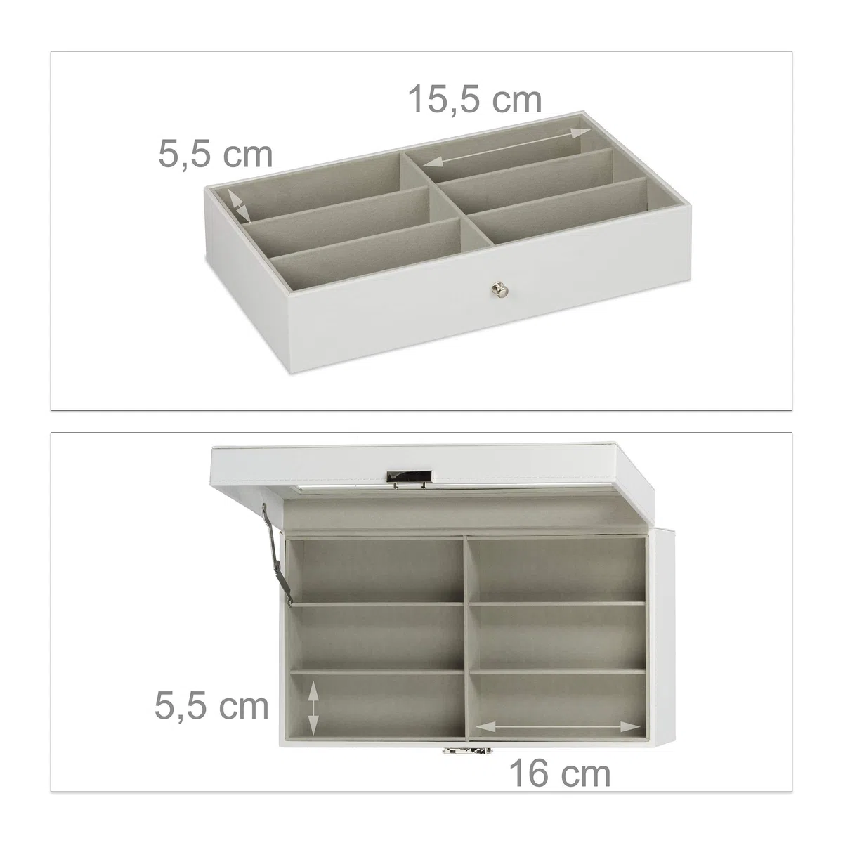 Relaxdays Box for 12 Glasses, Sunglasses Storage Case, Faux Leather Crate