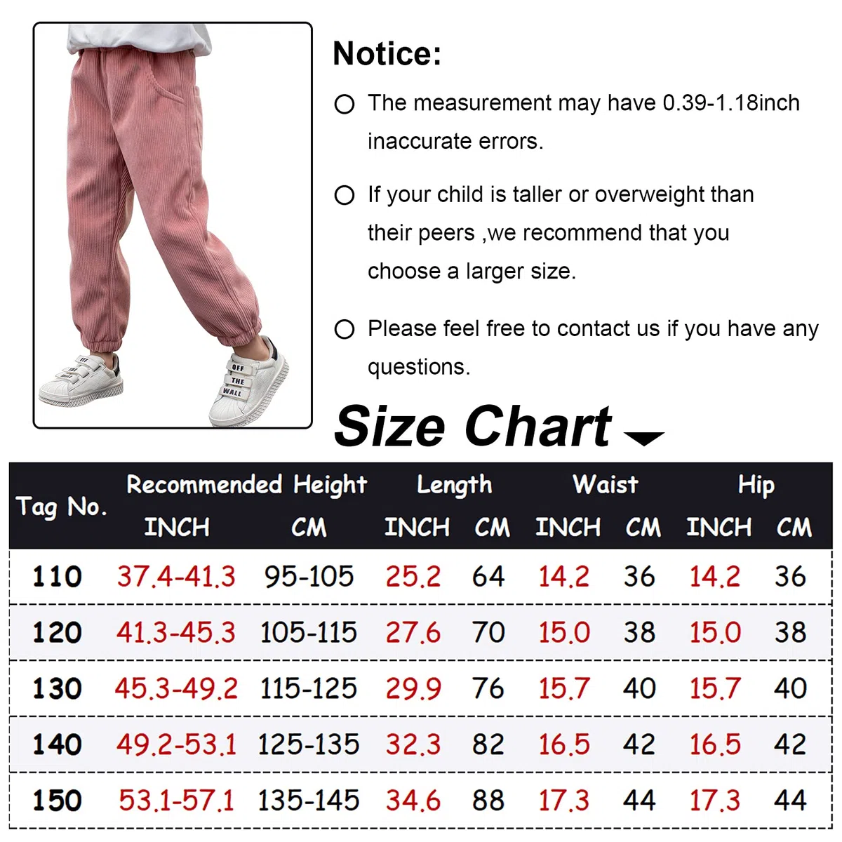 Happy Cherry - Pantaloni di Velluto a Coste Invernale Bambino Bambini Pantaloni Lunghi Casual con Elastico in Vita Ragazzi Ragazze per Primavera Autunno - 1-6 Anni