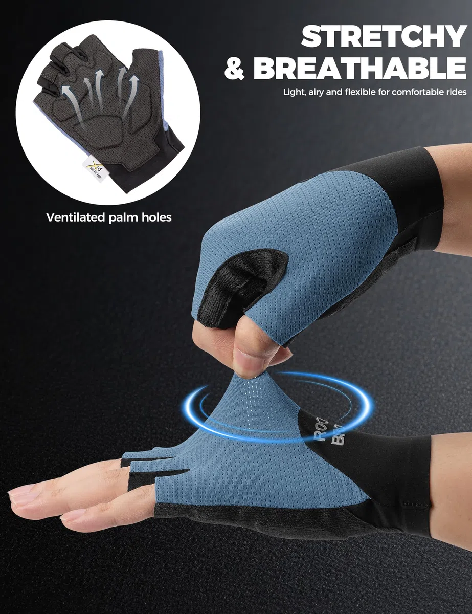 ROCKBROS Guanti da Ciclismo Mezze Dita, Guanti Sportivi con Imbottitura Ammortizzante, Traspiranti ed Elastici, Uomo e Donna, per Bici, Corsa, Palestra