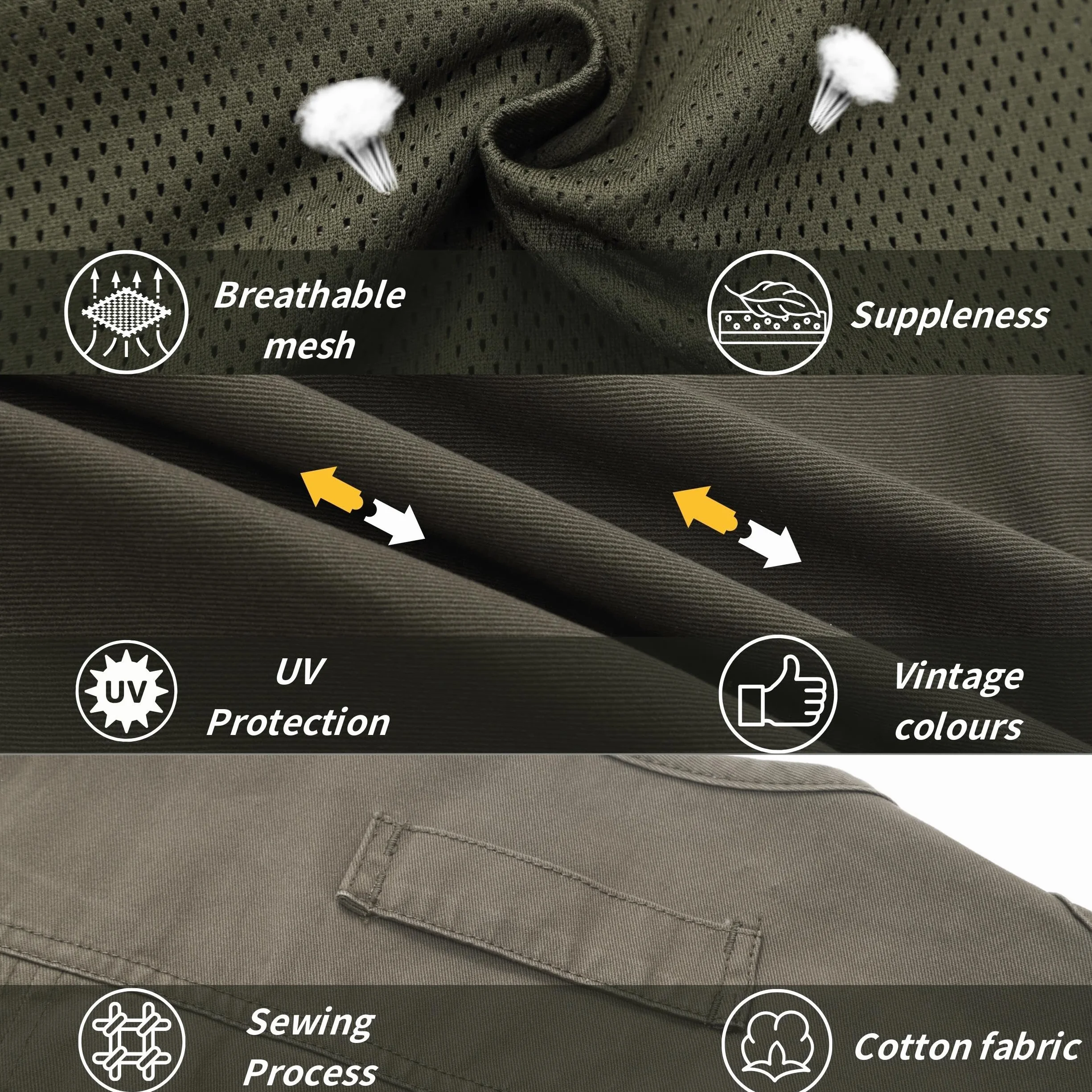 Uomo All'aperto Gilet Multi-Tasca di Cotone, Casual Leggero Traspirante Senza Maniche Fotografi Utility per Pesca Campeggio Sport
