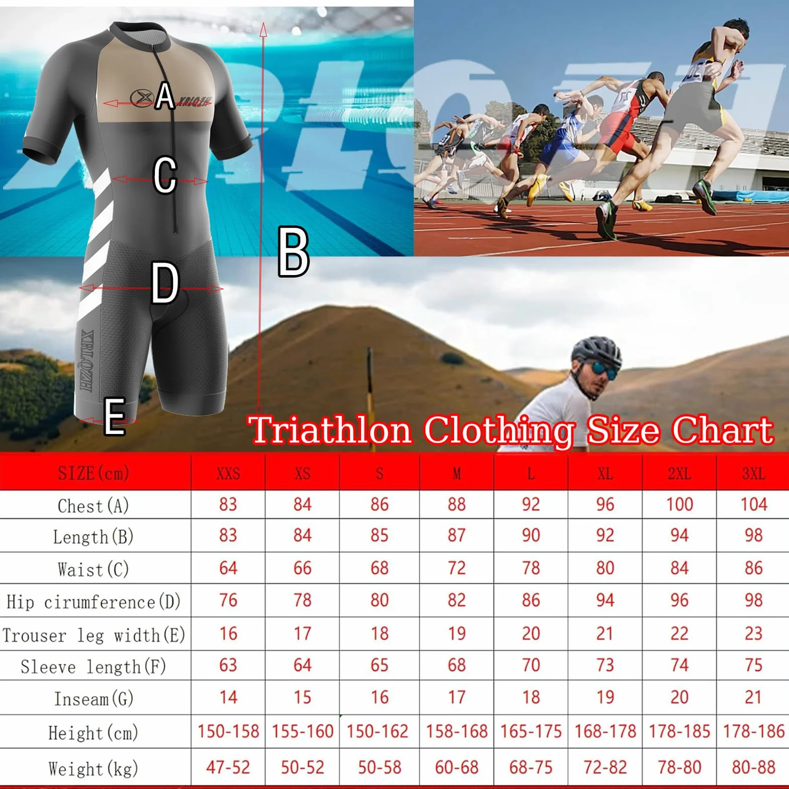 Triathlon Trisuit Uomo, Triathlon Estate Professional Team Skinsuit,MTB Body Trisuit Cycling Skinsuit Un Pezzo Tri-Suit,