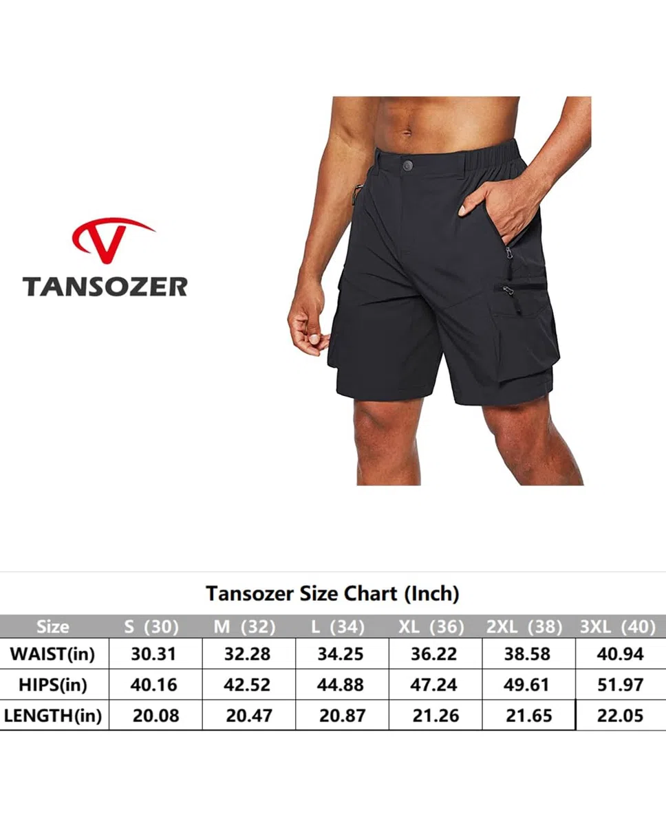 Tansozer Pantaloni Corti da Escursionismo Uomo con Tasca con Zip Escursione all'aperto Alpinismo Pantaloncini Estivi