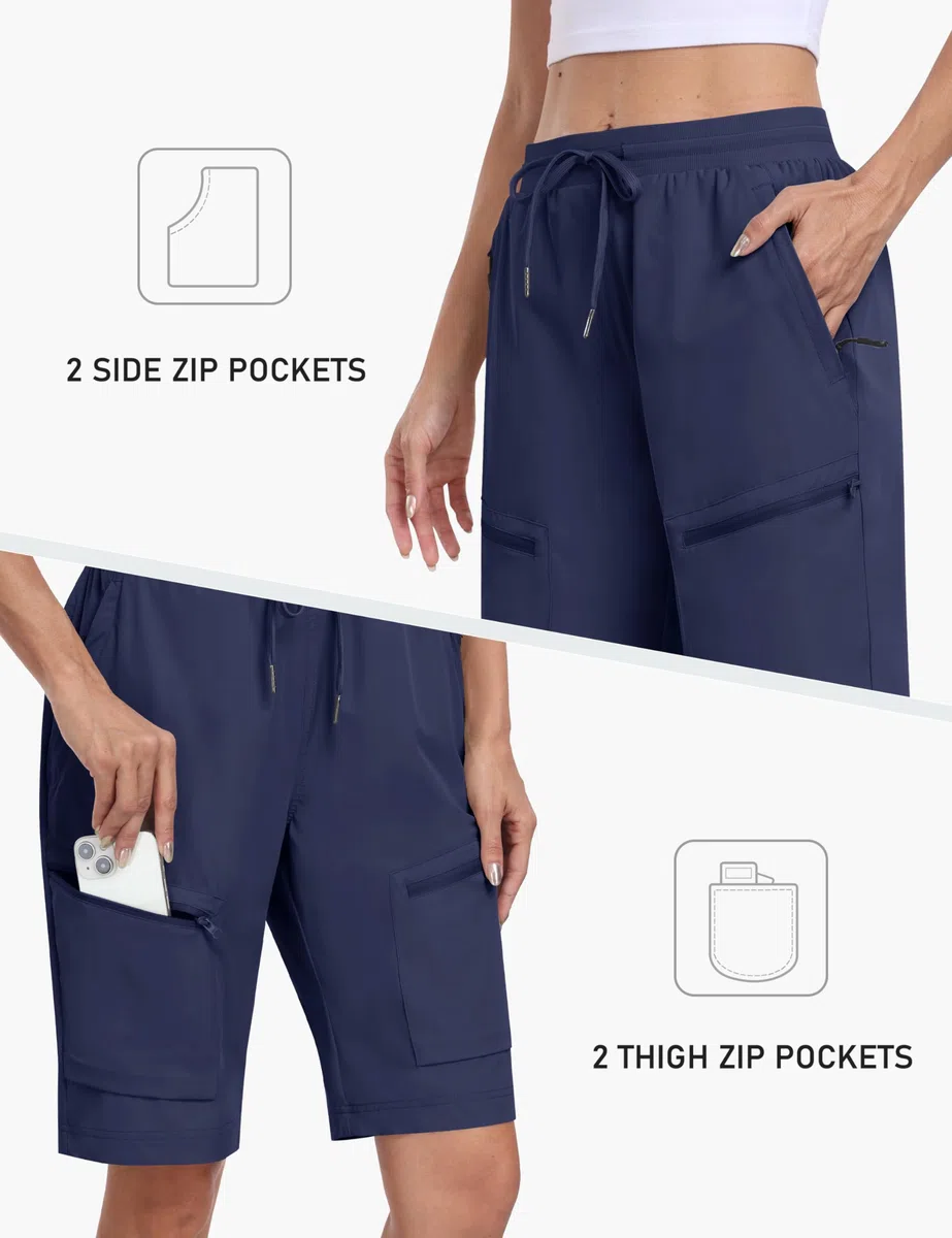 MoFiz Pantaloncini Donna Cargo Shorts Leggeri per Trekking Escursionismo Impermeabili ad Asciugatura Rapida Bermuda Estivi con 5 Tasche con Cerniera
