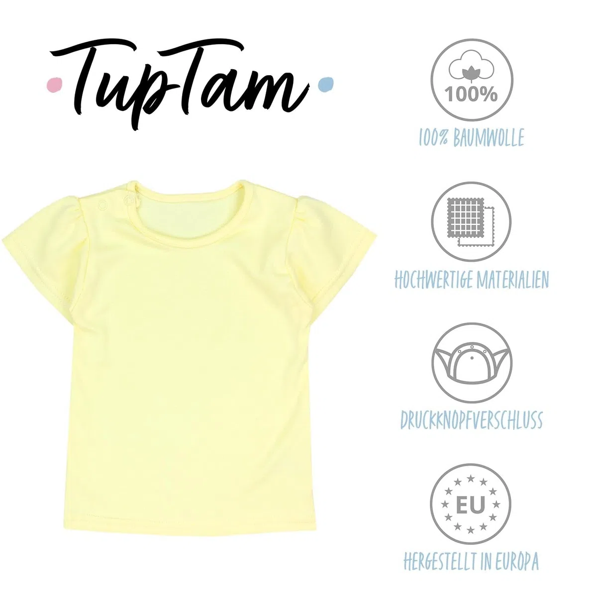 TupTam Magliette per Bambina a Maniche Corta con Motivi Colorati Pacco da 5
