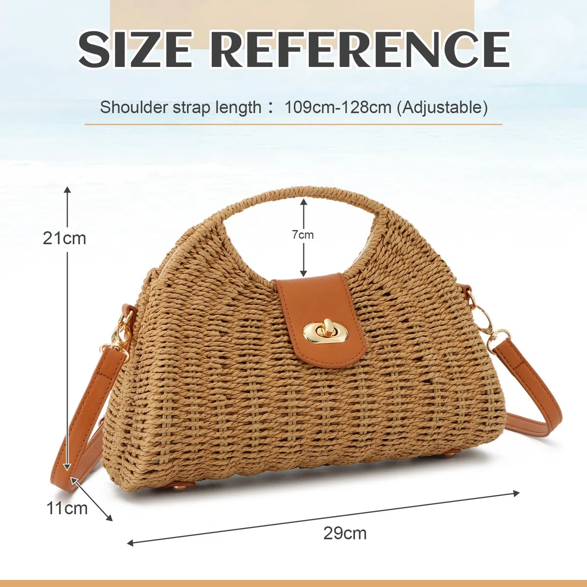 EVEOUT Borsa a tracolla in Paglia Donna Estiva Borsa a cesto Rattan Intrecciata Boho Chic Borse a mano per spiaggia vacanze viaggio