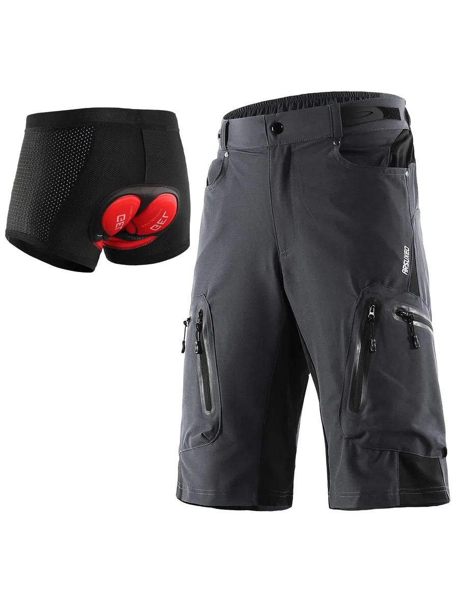 ARSUXEO Pantaloncini da Ciclismo da Uomo dalla vestibilità Ampia MTB Pantaloni Sportivi Outdoor idrorepellenti con 7 Tasche 1202