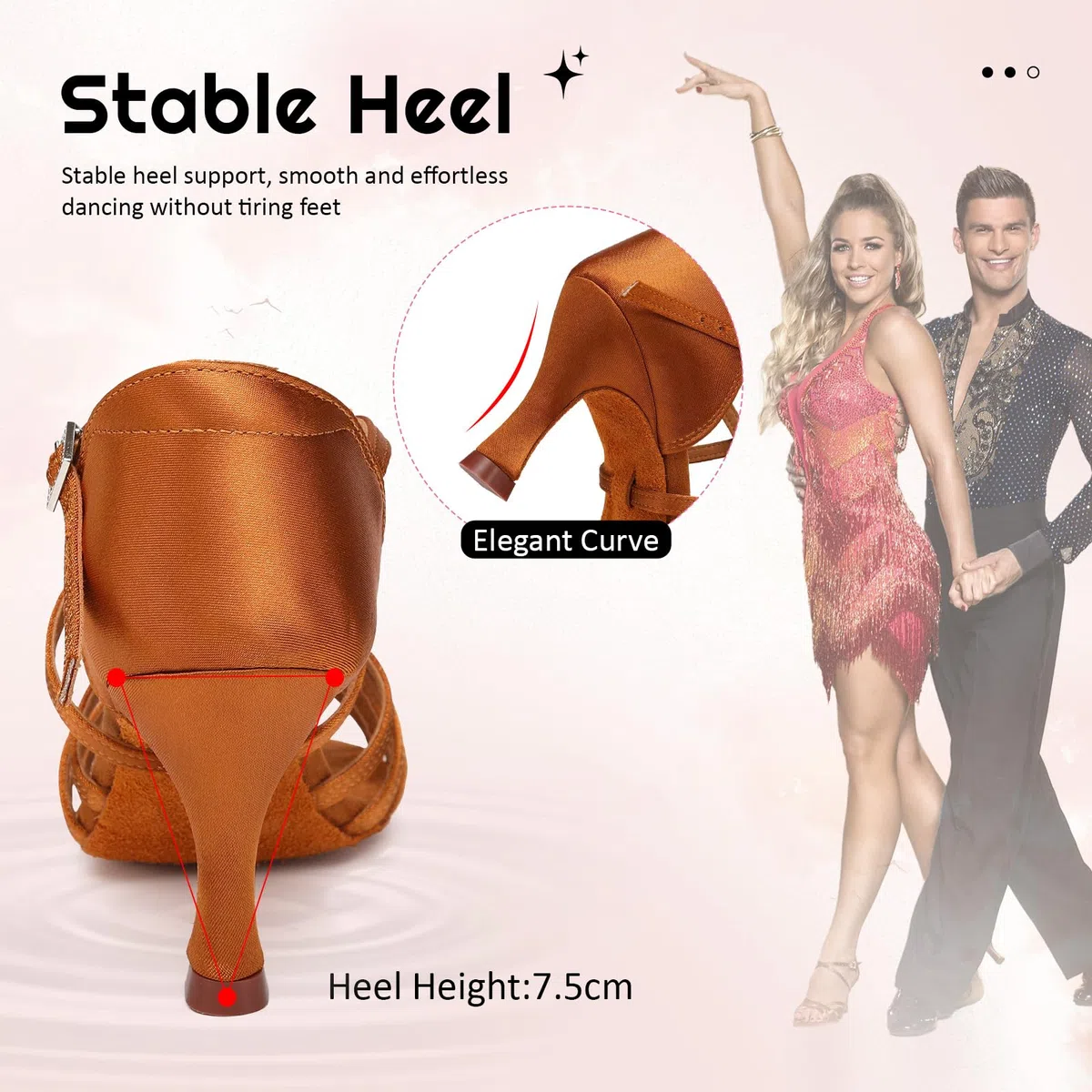 SWDZM Scarpe da Ballo Latino Americano Donna Salsa e Bachata Donna Tacco 7
