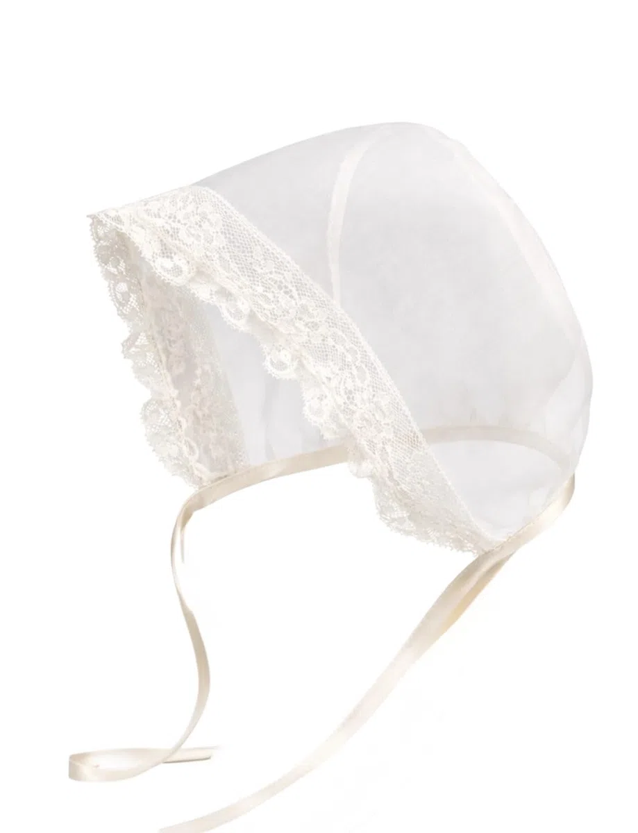 Generico Tulle E Meraviglie Cuffietta da Battesimo in Organza Disponibile in Avorio o Bianco