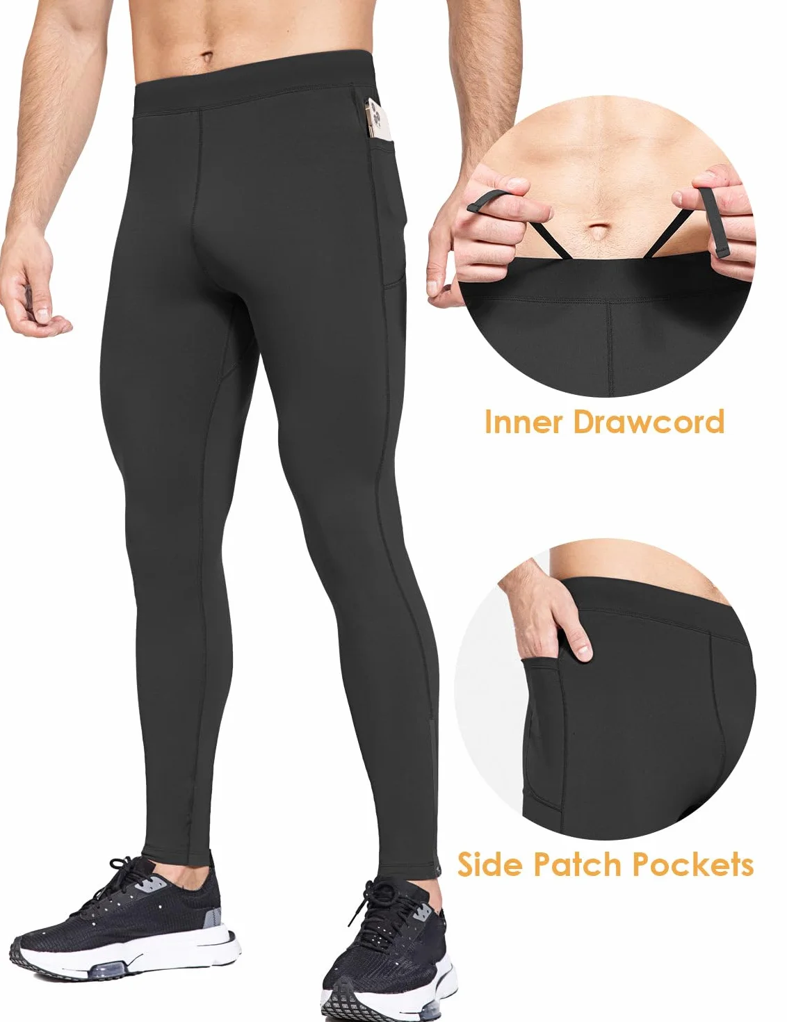 baleaf Leggings Termici Uomo Invernali Pantalone Impermeabile da Ciclismo Corsa Paleastra con Tasche
