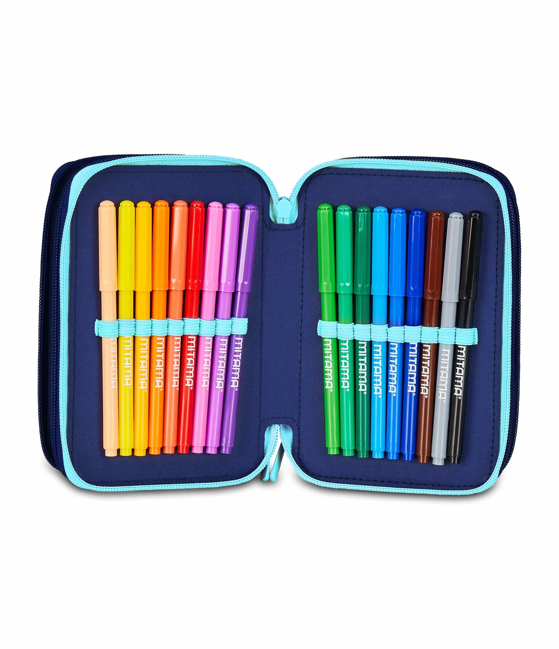 Seven Astuccio Lilo & Stitch Scuola 3 Zip, Celeste e Rosa, Portapenne Triplo Scomparto Completo Di Penne, Matite, Colori, Scuole Elementari, Bambina