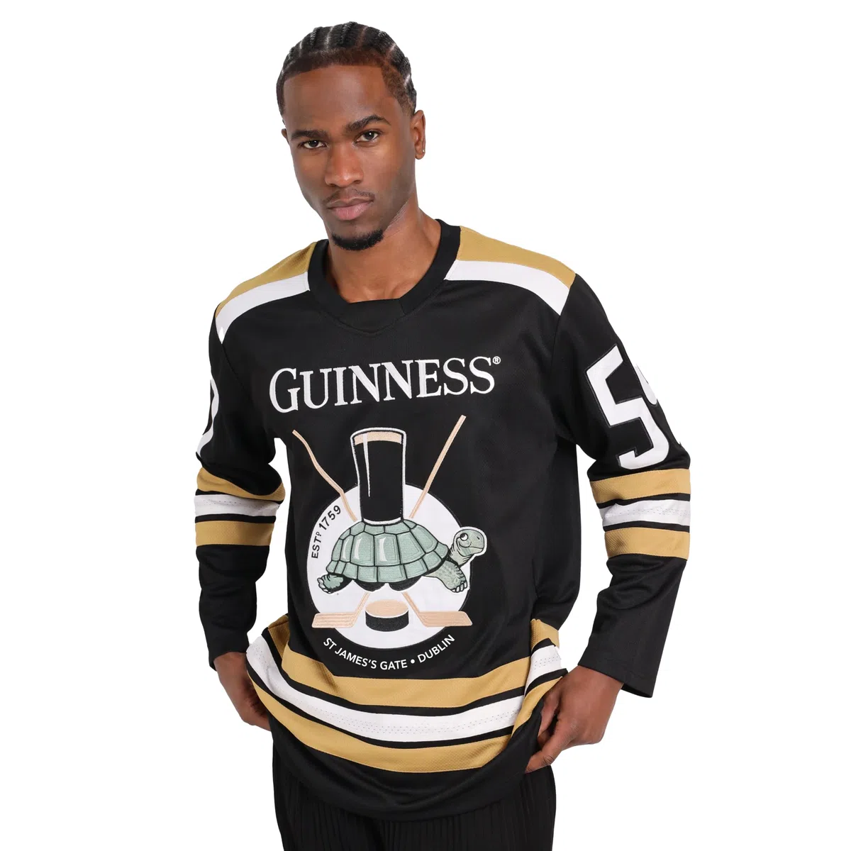 Guinness Maglia da hockey ricamata in poliestere, maglietta da hockey con logo ufficiale