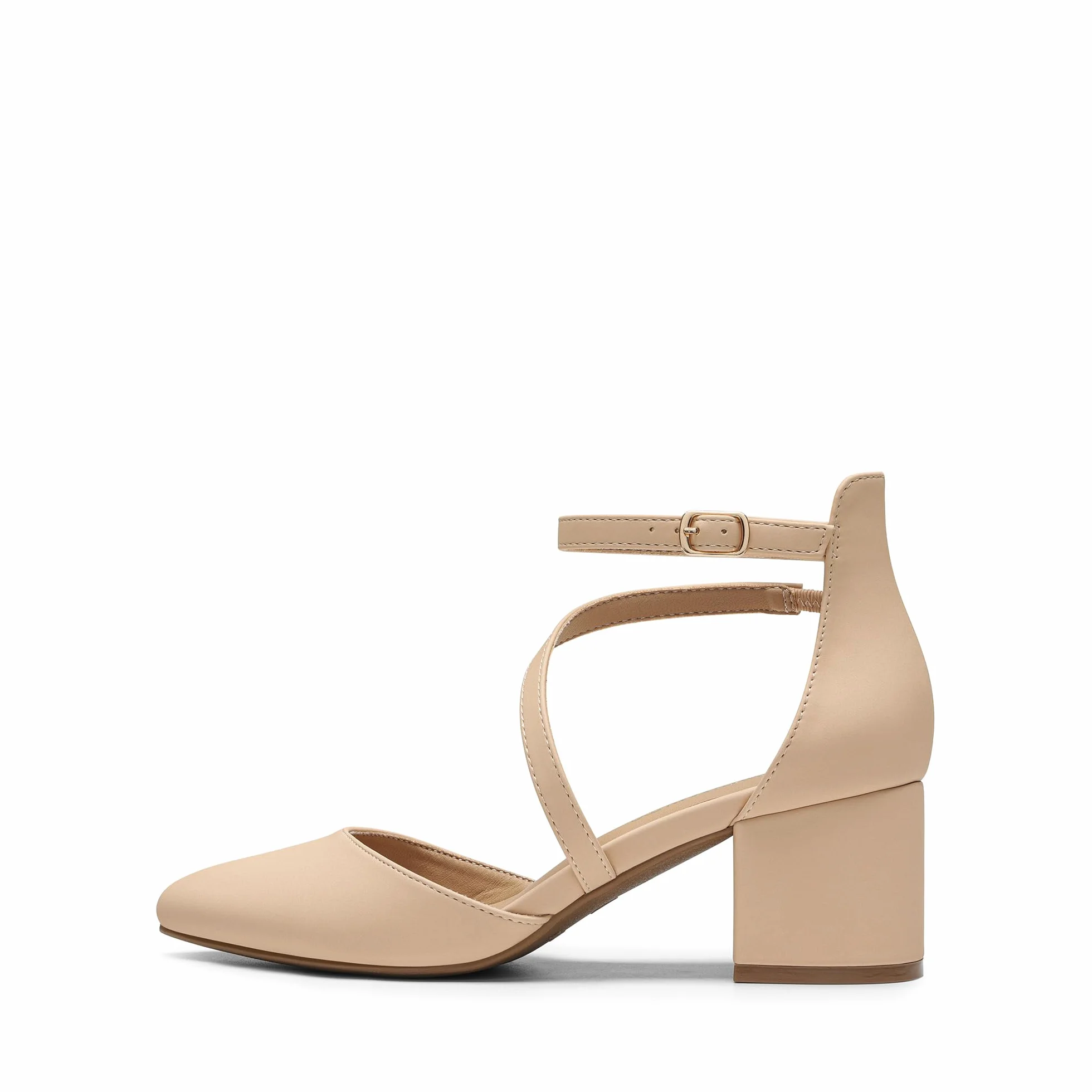 DREAM PAIRS Scarpe Tacco Donna Eleganti Decollete a Cinturini Incrociati Punta Chiusa Sposa Decolte Tacco Medio Largo