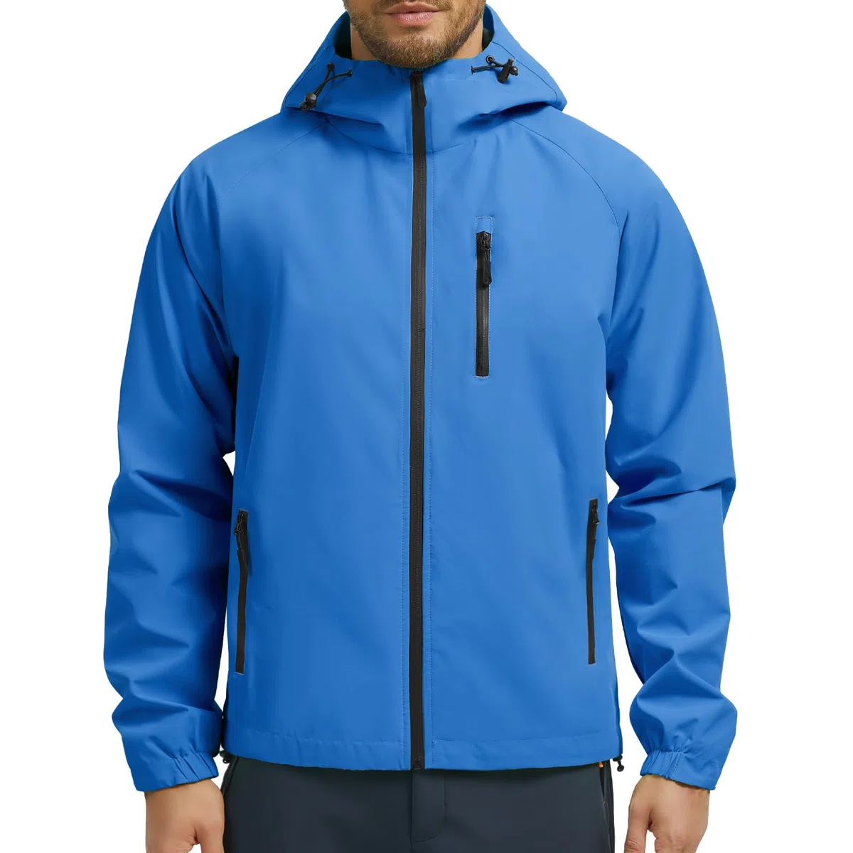 UMIPUBO Giacca Impermeabile Per Uomo Antipioggia Cappotto Da Pioggia All'aperto Resistente Al Vento Riflettente Respirante Leggera Pieghevole Con Cappuccio Per Corsa Trekking