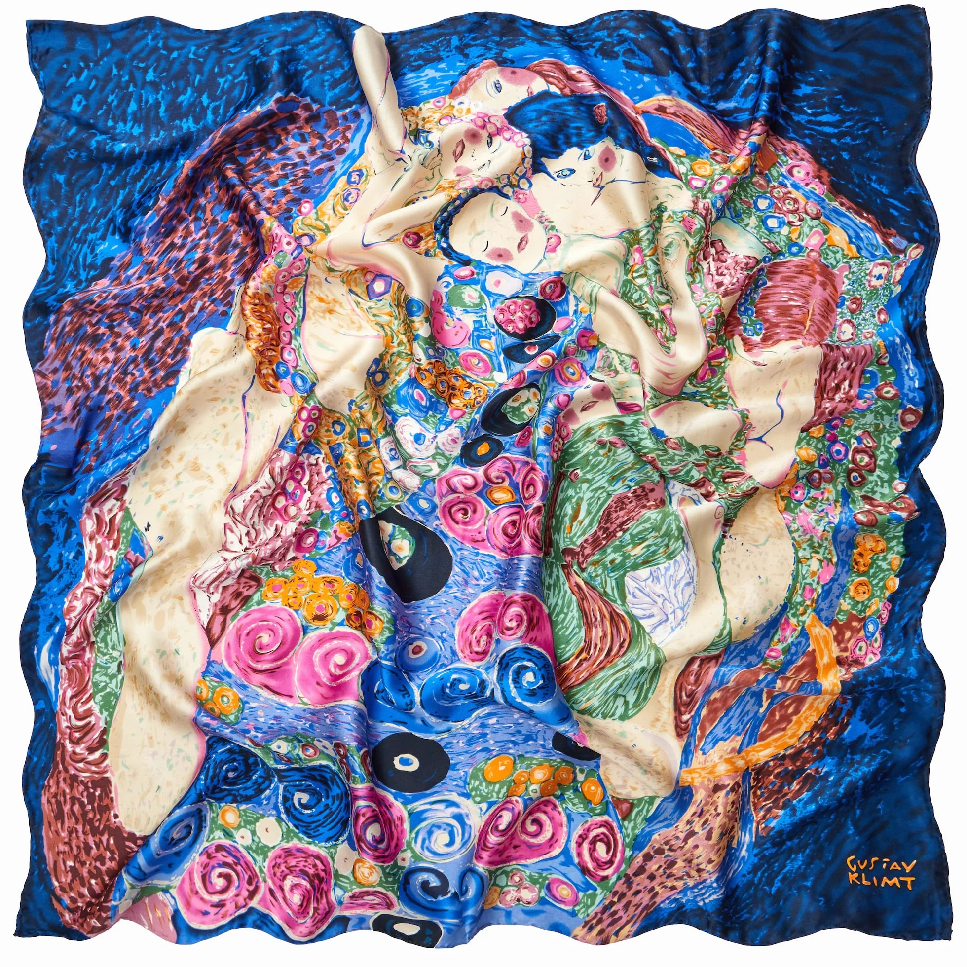 foulard donna Colorata pura seta 90x90 quadrato Scialli Sciarpa quadri Elegante arte nouveau Gustav Klimt Regalo Natale Mamma