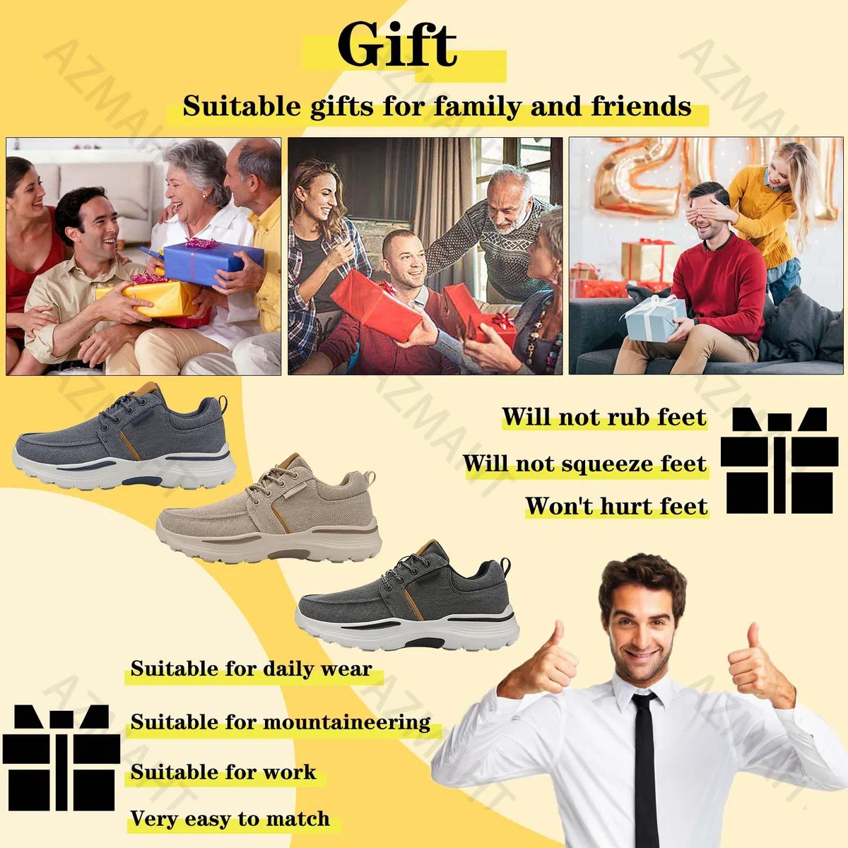 Scarpe sanitarie Uomo comode Estive Casual Scarpe da Passeggio Scarpe diabetiche Scarpe Comode Anziani Scarpe sanitarie Uomo Scarpe da Corsa Antiscivolo,Cachi,46/280mm