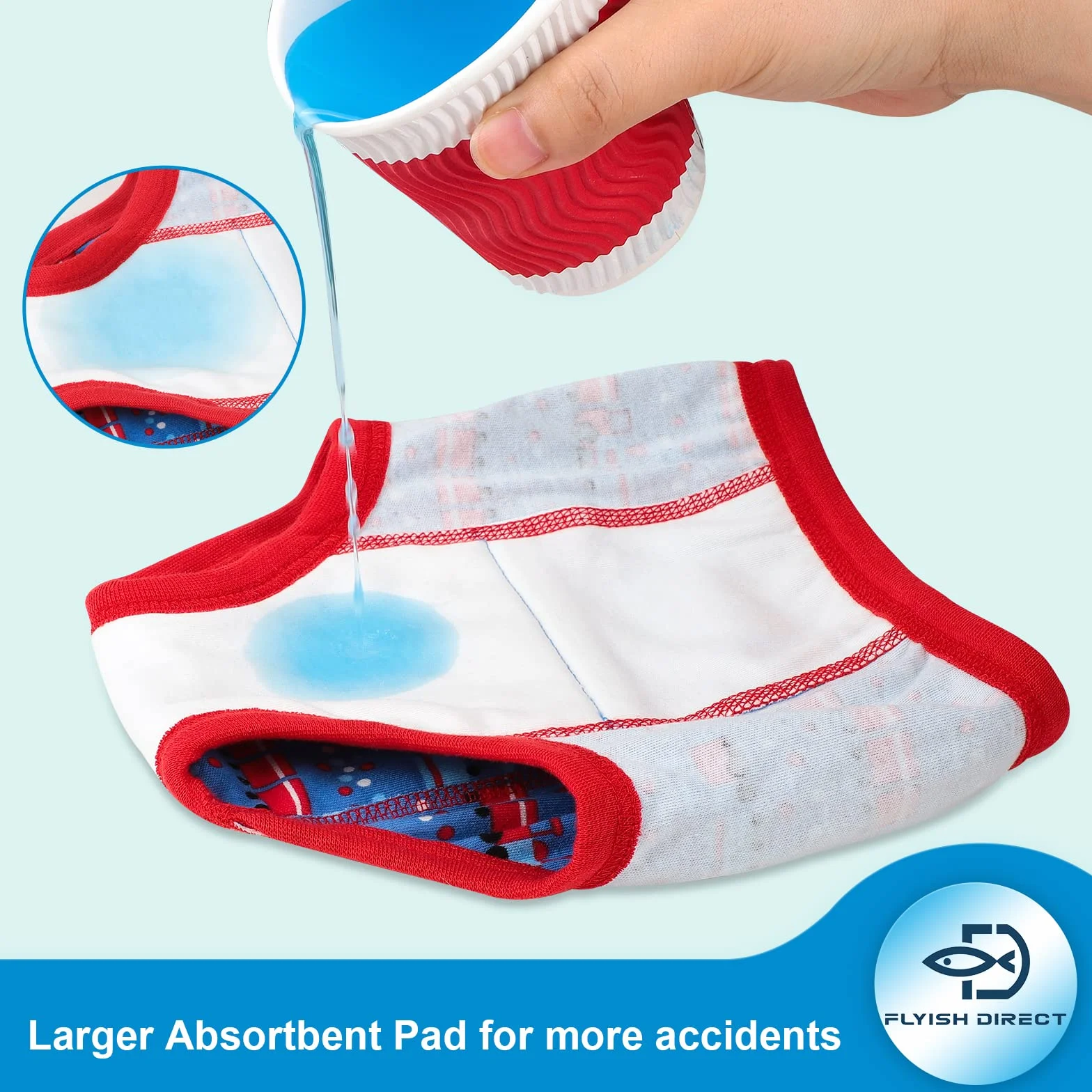FLYISH DIRECT Mutandine di Apprendimento - Confezione da 7 Pantaloni da vasino Traspiranti e Morbidi, Pantaloni da vasino per Bambini a 6 Strati