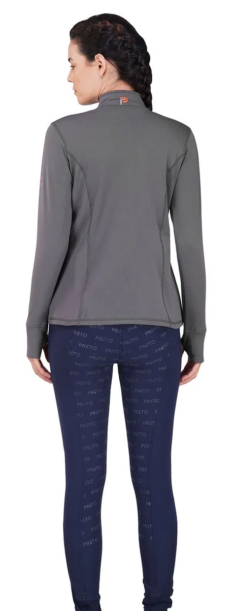 Preto Maglia termica da donna e ragazza, a maniche lunghe, abbigliamento equestre e attrezzatura per equitazione (grigio/blu navy)