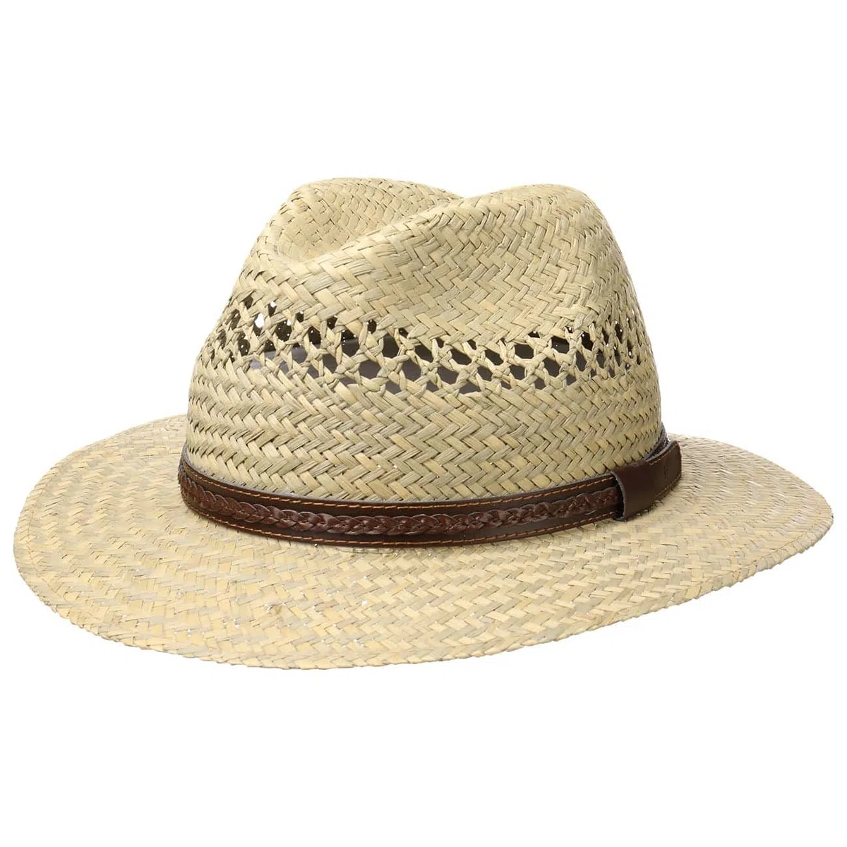 LIPODO Steven Traveller Cappello di Paglia Unisex 100% Paglia Made in Italy Estivo con Cordoncino in Pelle Colori Naturali