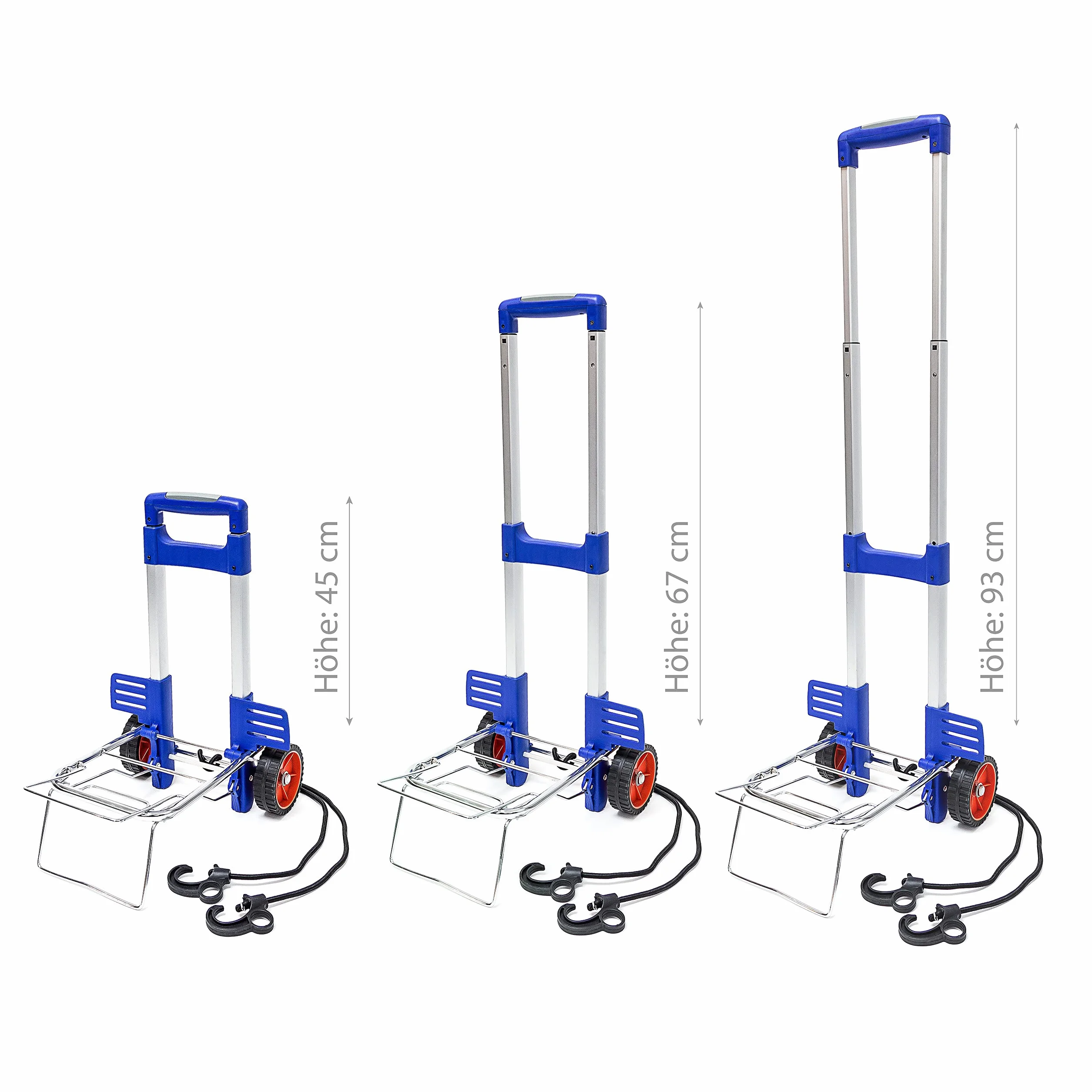 Relaxdays Carrello Portapacchi, Carrellino da Trasporto con Ruote, Trolley Porta Pacchi Pieghevole, in Alluminio, Blu