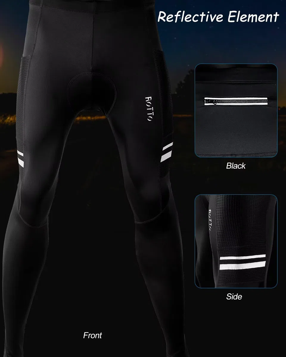 ROTTO Pantaloni Ciclismo Uomo Lunghi Imbottiti e Senza Imbottitura Ciclista Pantaloni Bici con Tasche Multiple
