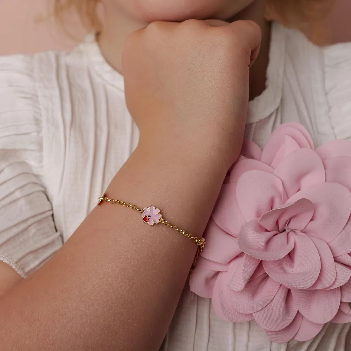 Sakrami Bracciale in Argento 925 Piastrina Incidibile per Bambini con Quadrifoglio Smaltato + Confezione Regalo Personalizzata - Braccialetto per Nascita Comunione o Battesimo