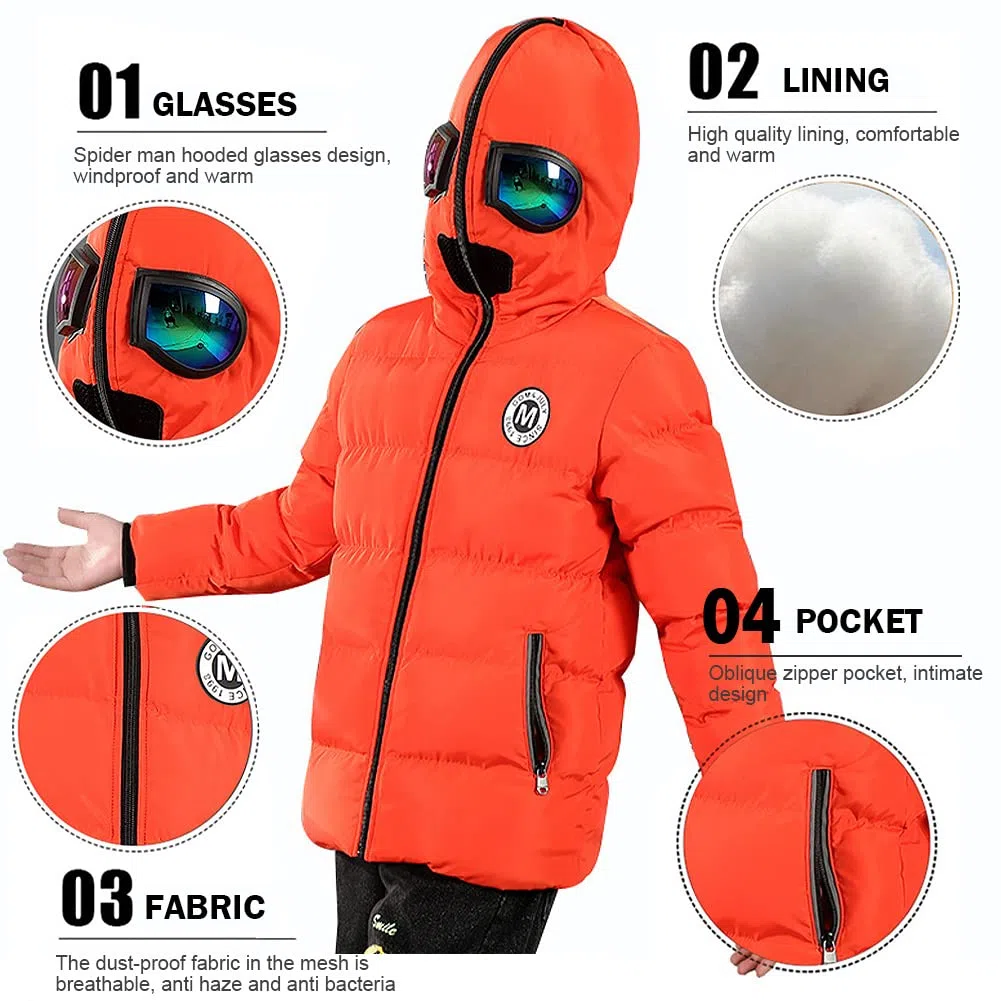 Cappotto Invernale Per Ragazzo Giacca Calda Antivento Parka Giubbotto Incappucciato Trapuntato Cappotto