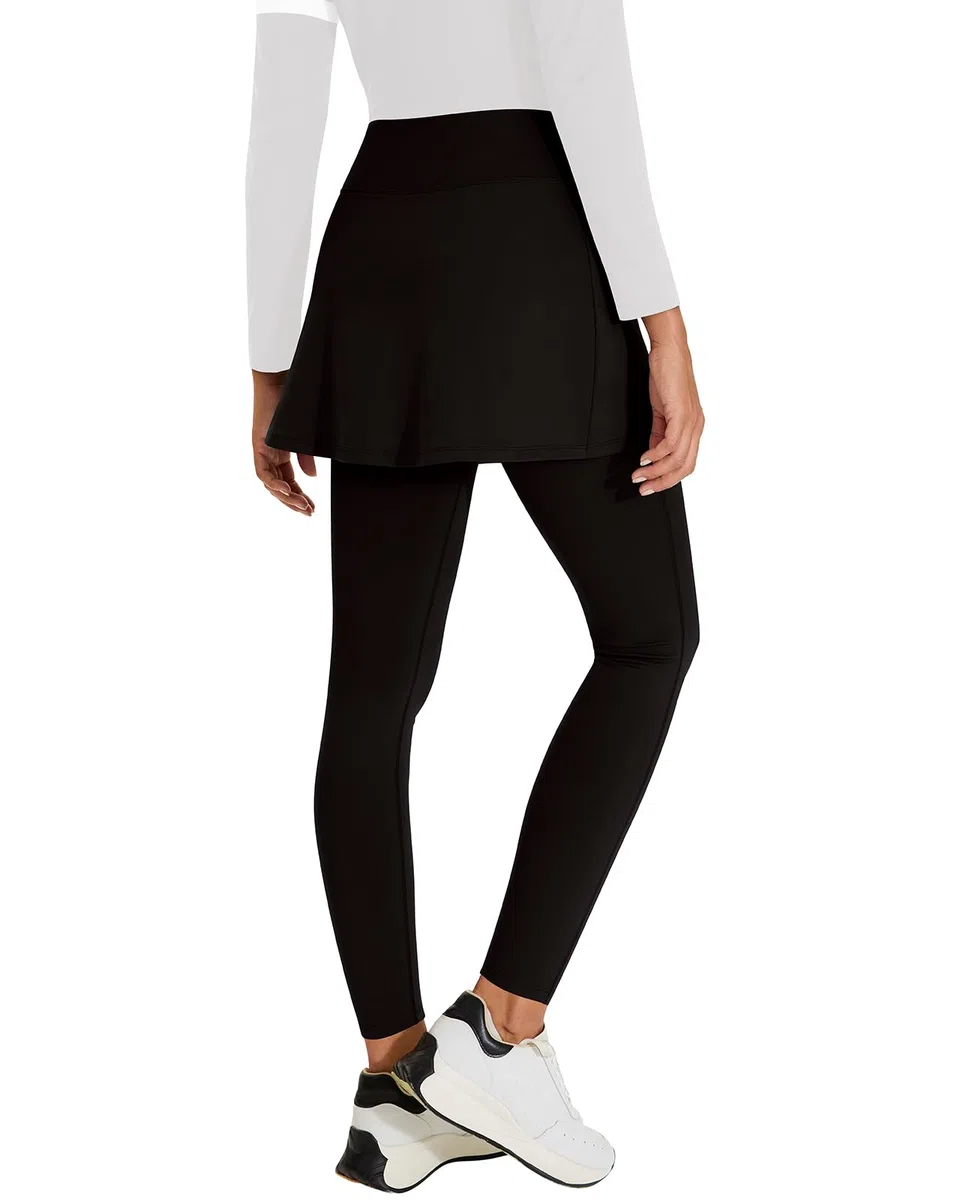 WOWENY Leggings da donna con gonna, lunghezza alla caviglia, gonna da tennis, con leggings con tasche, morbidi e gonne, 2 in 1