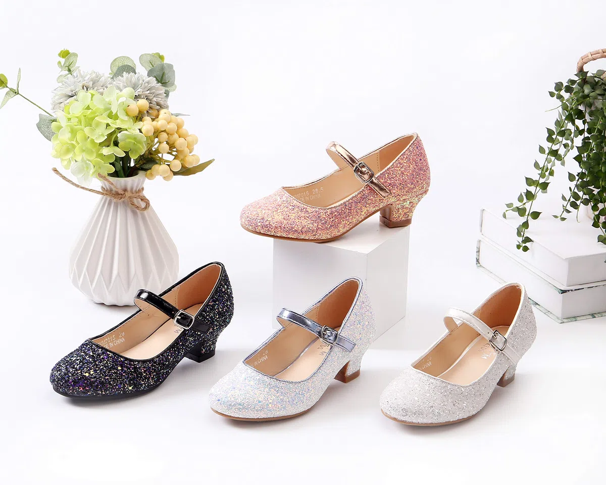 EIGHT KM Scarpe con Tacco Principessa Eleganti Lucente Comunione Cerimonia Ballerine Bambina Tacchi Ragazza EKM7015