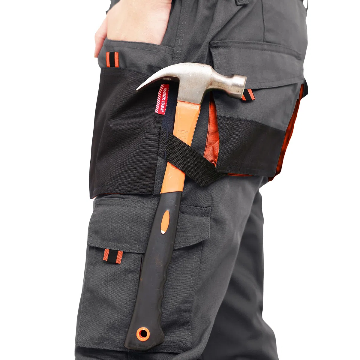 WORK IDEA - Pantaloni da lavoro da uomo, in tela resistente, con tasche per ginocchiere in tessuto Oxford