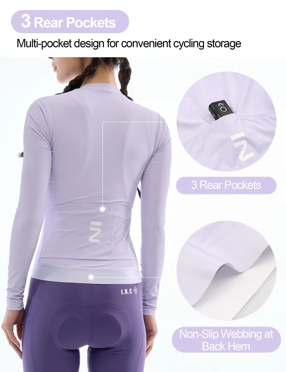 INBIKE Maglia Ciclismo Donna Maniche Lunghe Maglia MTB con 3 Tasche Maglia Bici Protezione Solare Assorbente Traspirante Asciugatura Rapida Elastico WFL880