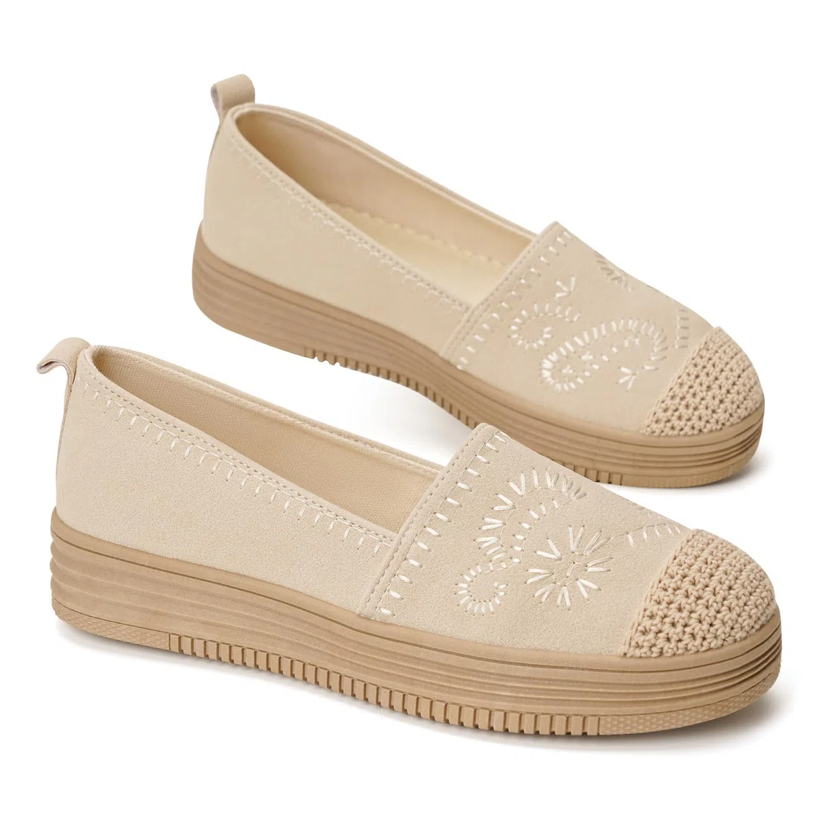 GLAMORA Mocassini Donna Espadrillas Ballerine Slip On Senza Lacci Leggeri Traspiranti Punta Rinforzata Ricamo Elastico Suola Antiscivolo Scarpe Basse Comode Estate