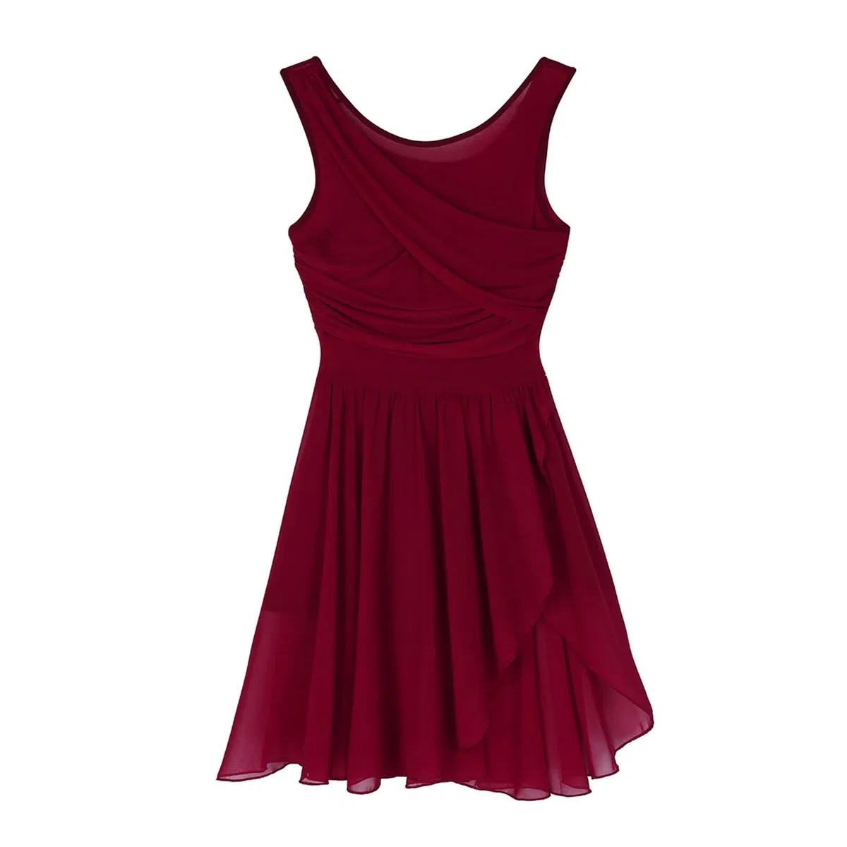 Body Pattinaggio Abito da ballo lirico da donna, elegante, senza maniche, in chiffon elasticizzato, for balletto, for adulti, pattinaggio, danza moderna, abbigliamento da ballo contemporaneo(Wine Red,