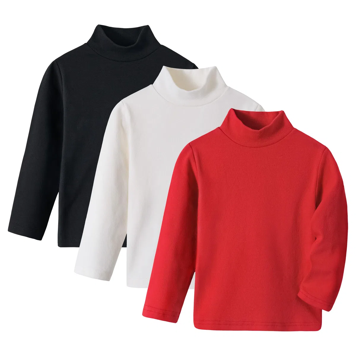 Volunboy Confezione da 3 Maglietta a Mezzo Collo Alto in Cotone per Bambini 1-6 Anni