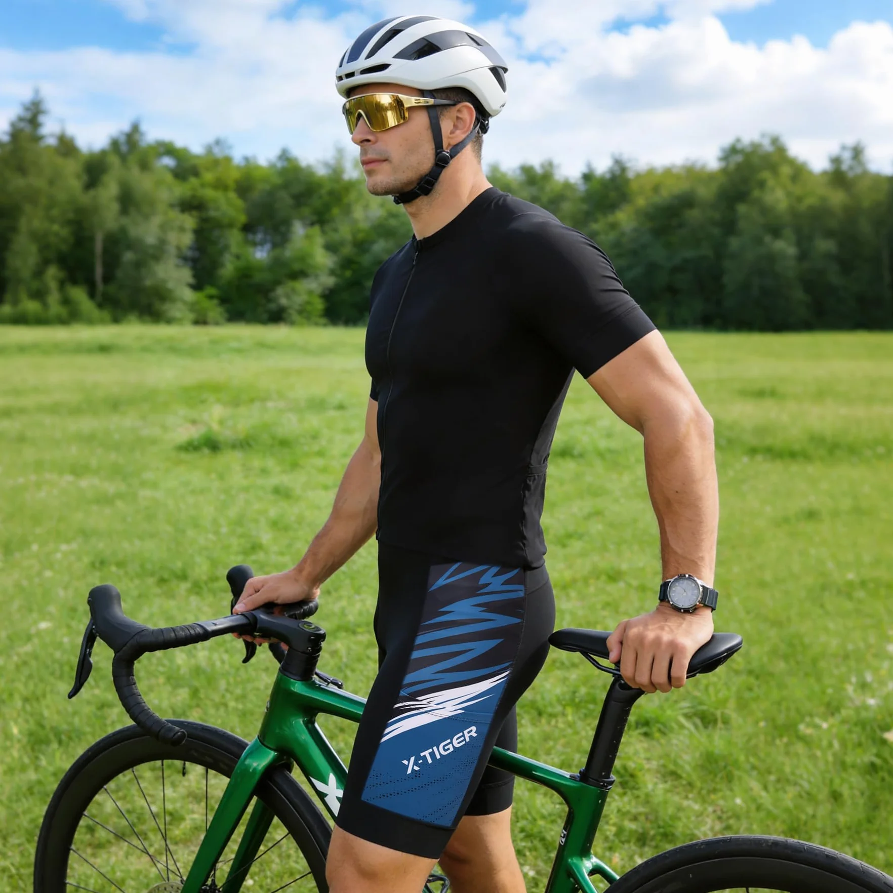 X-TIGER Pantaloncini Ciclismo Uomo 5D Gel Imbottito MTB Corti Bicicletta Traspiranti Pantaloni Antiscivolo Bici Tasche